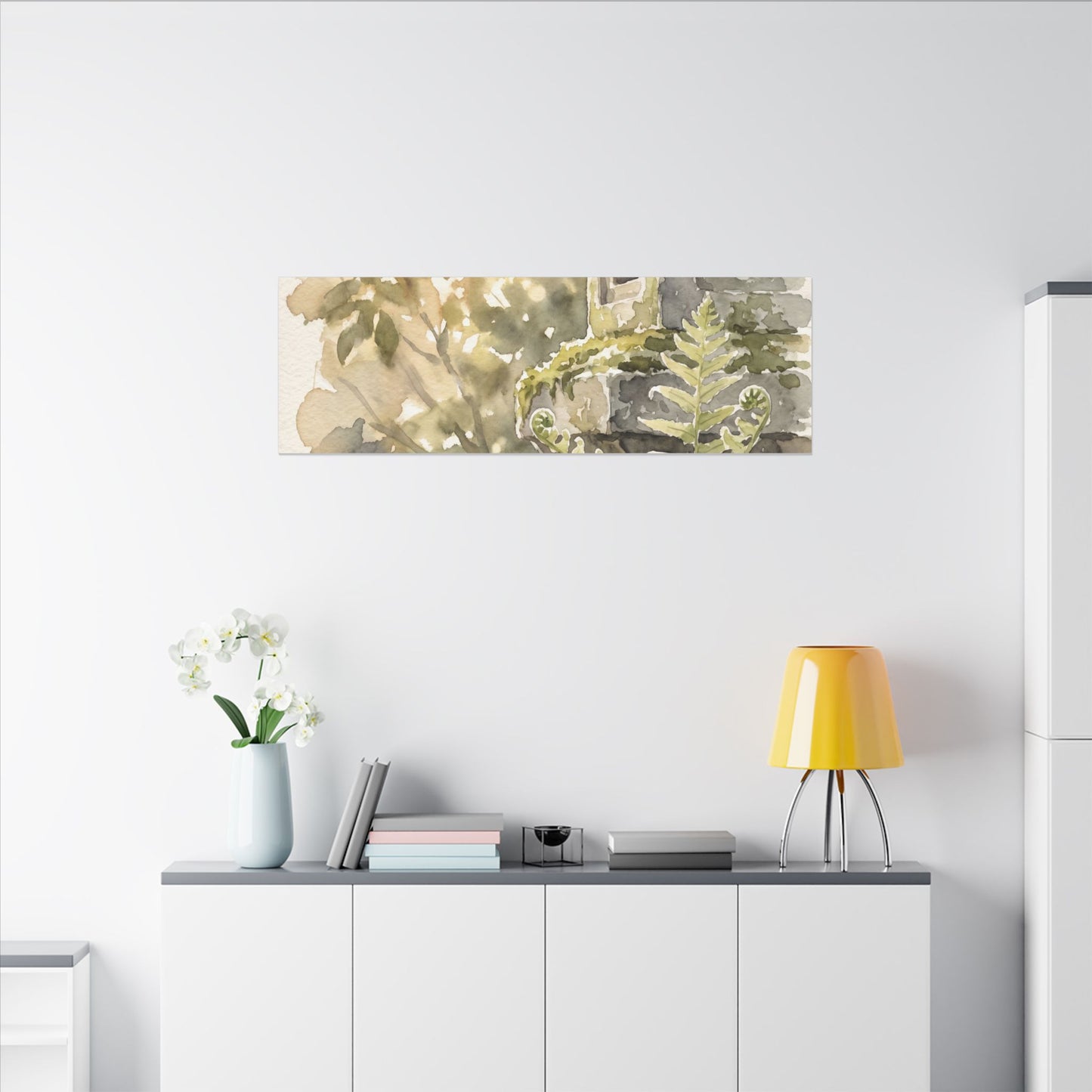Earthy Stone Lantern Canvas Art - Watercolor Japandi