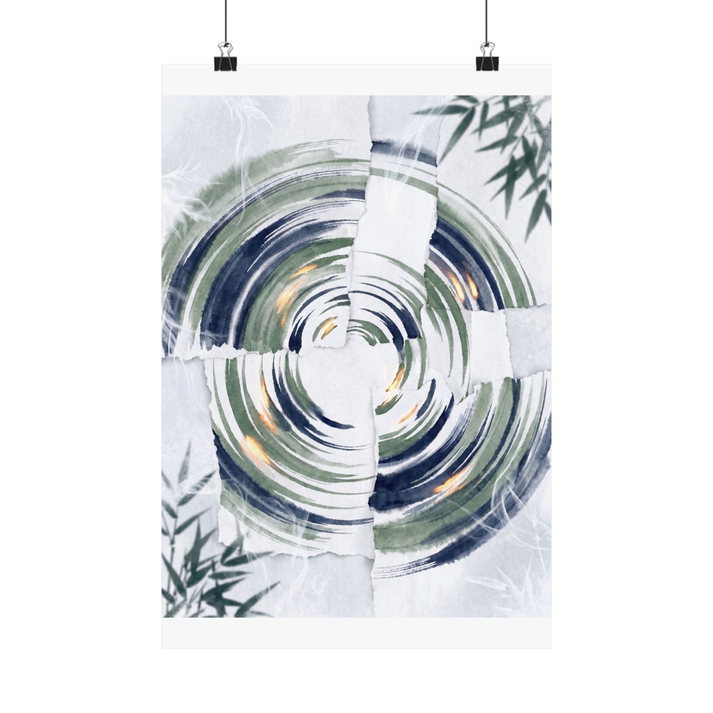 Serene Water Ripple Wall Art Print - Sumi E Zen