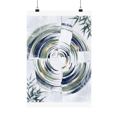 Serene Water Ripple Wall Art Print - Sumi E Zen