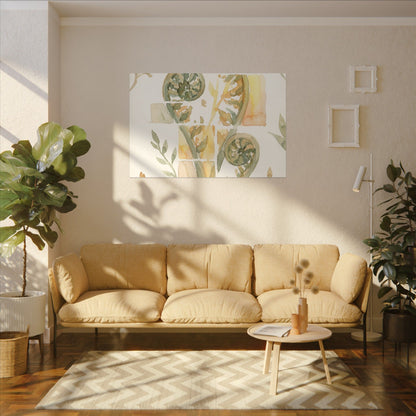 Earthy Fern Unfurling Canvas Art - Watercolor Japandi