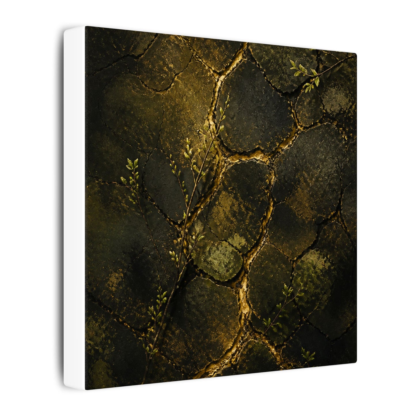 Shibui Cracked Earth Canvas Art - Dark Japandi Dark Texture