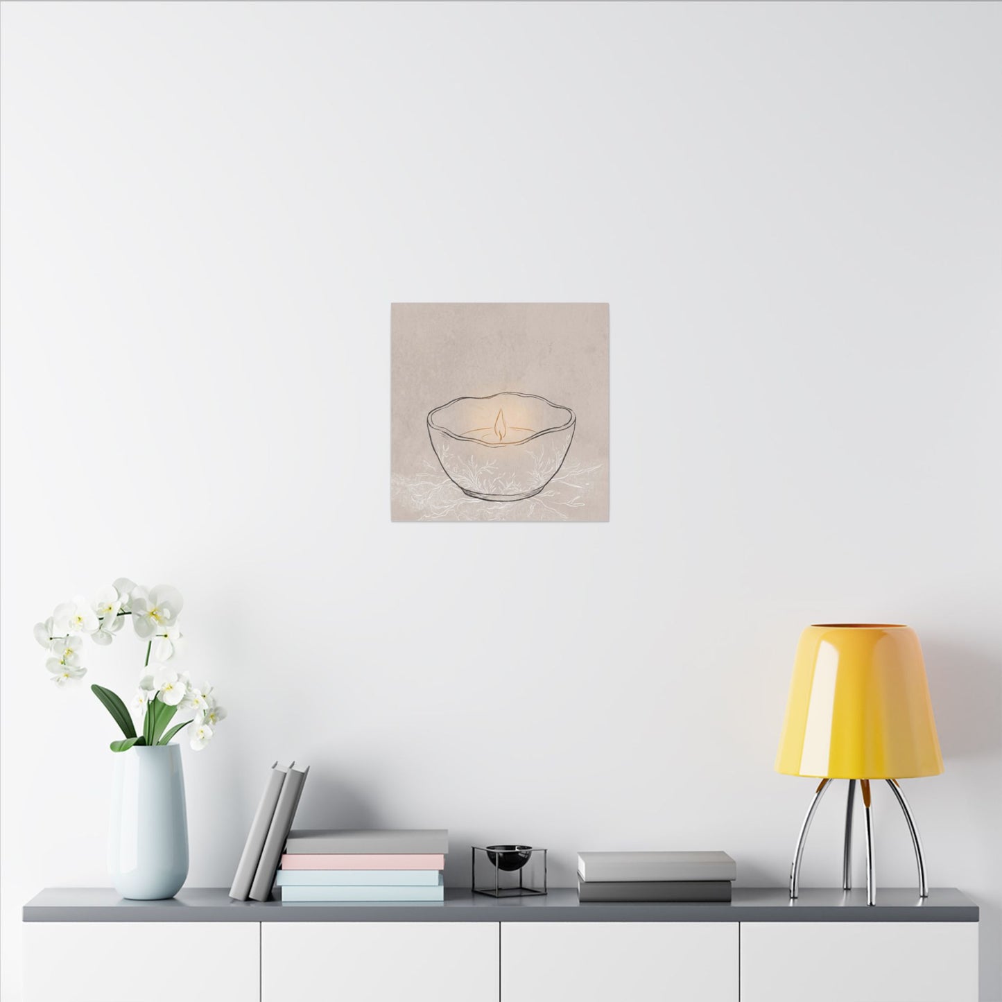 Ceramic Bowl Minimal Line Canvas Art | Neutral Japandi Art