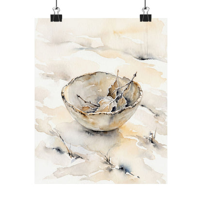 Fukinsei Ceramic Bowl Wall Art Print - Japandi Watercolor Art Print