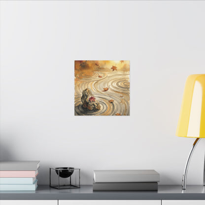 Autumn Rock Garden Watercolor Canvas Art | Neutral Decor