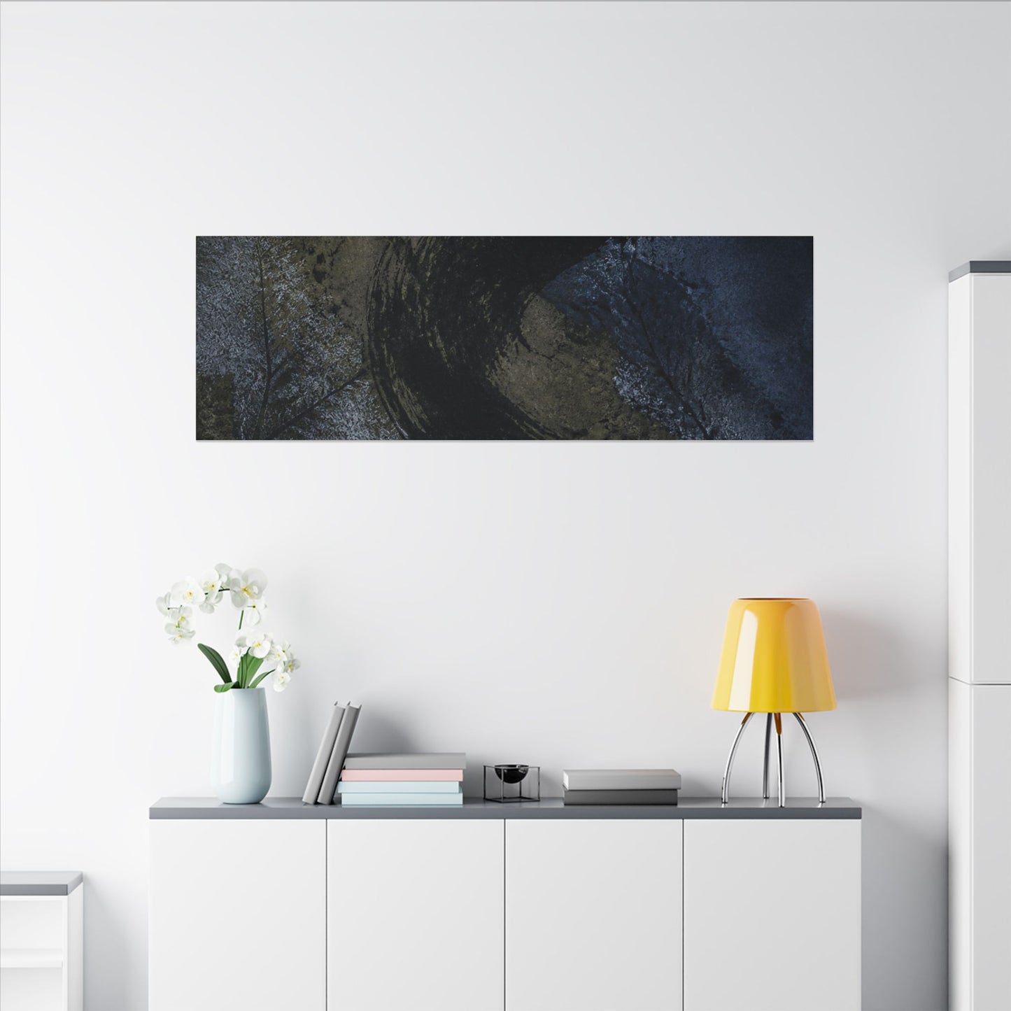 Shibui Ink Brushstroke Canvas Art - Dark Japandi Dark Texture