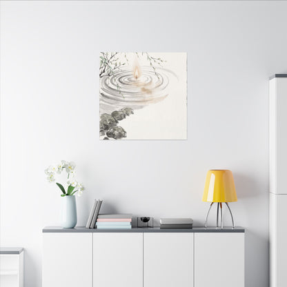 Water Ripple Sumi E Canvas Art | Tranquil Zen Art