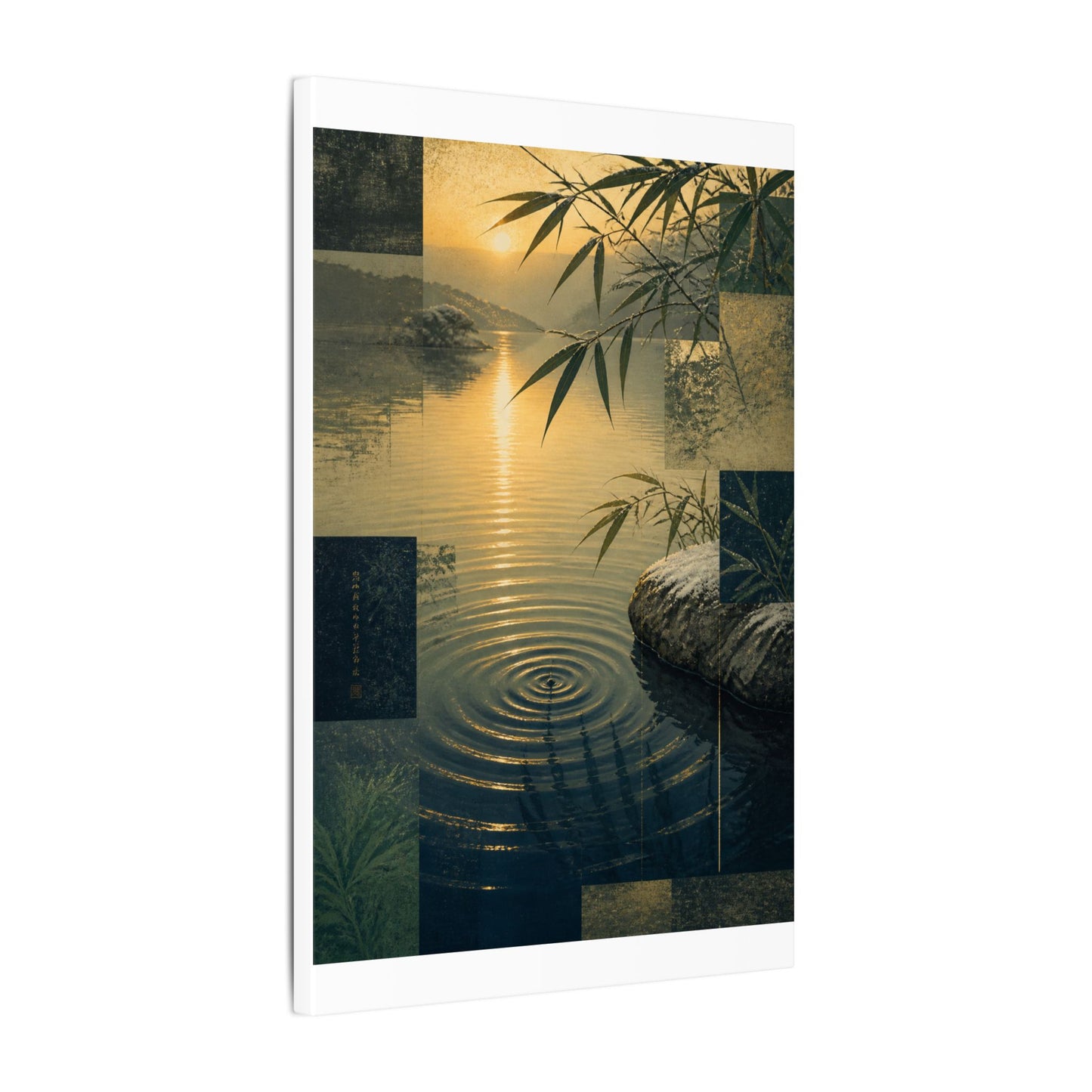 Zen Water Ripple in Golden Hour | Ukiyo E Inspired Canvas Art