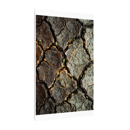 Earthy Cracked Earth Canvas Art - Japanese Pattern Japandi