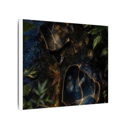 Dark Japandi Broken Pottery in Dappled | Shadow Zen Canvas Art