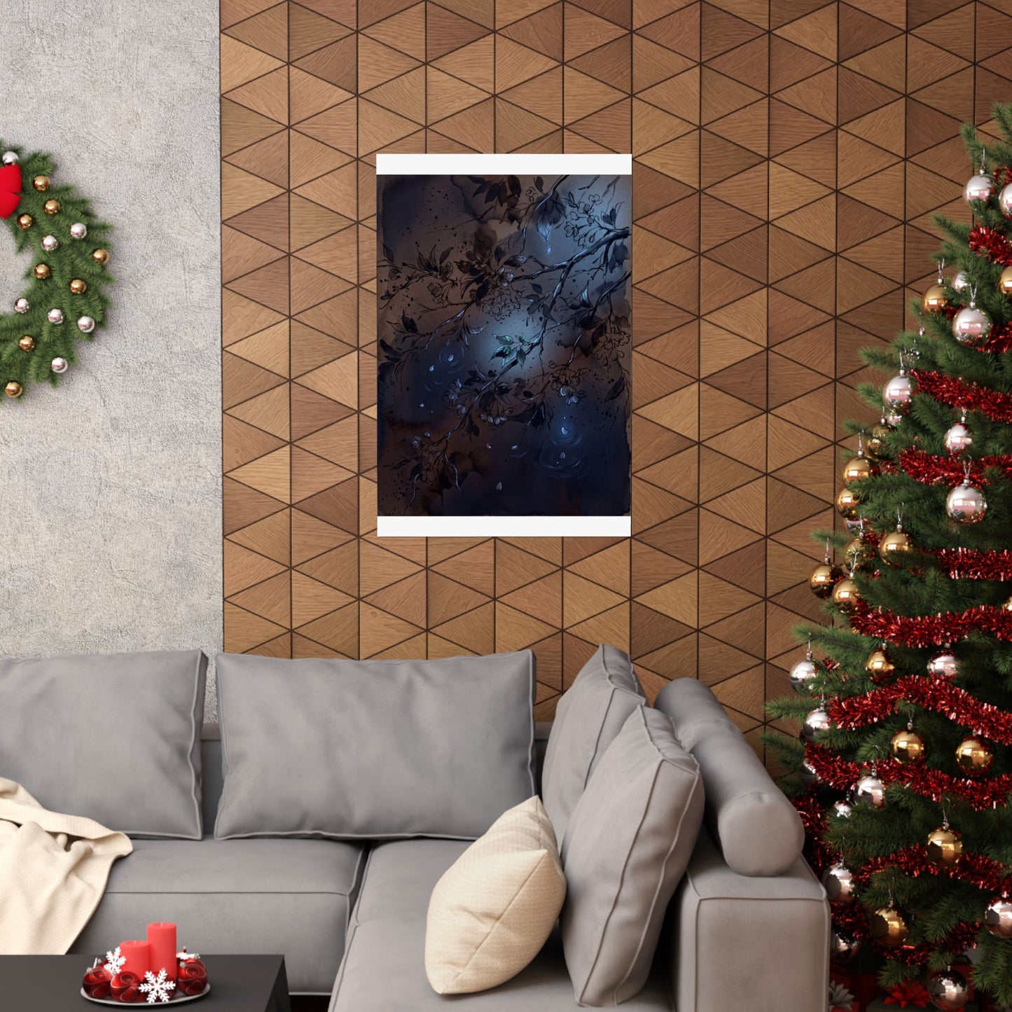 Moonlight Cherry Blossom Wall Art Print - Dark Japandi Datsuzoku