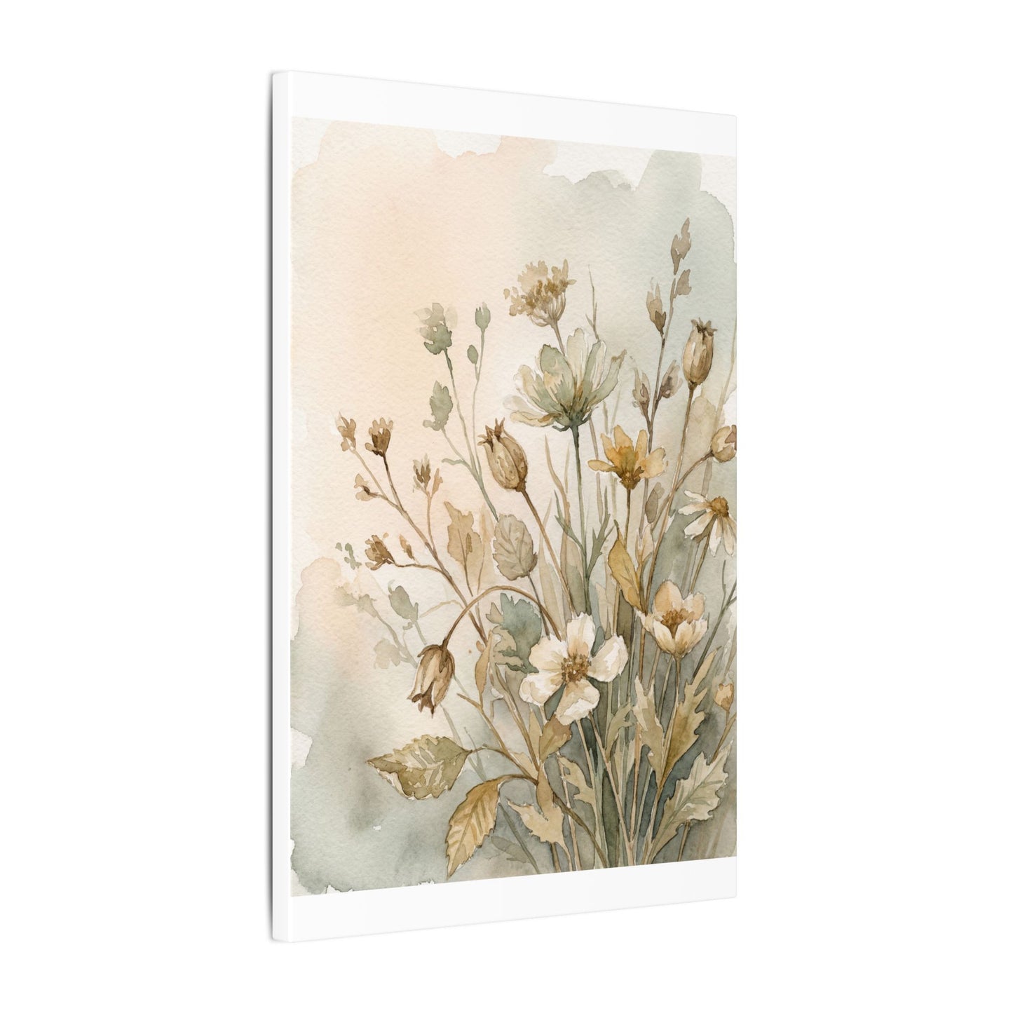 Summer Dried Flowers Watercolor Canvas Art | Elegant Decor