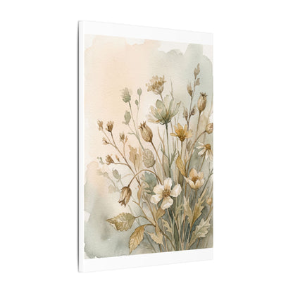 Summer Dried Flowers Watercolor Canvas Art | Elegant Decor