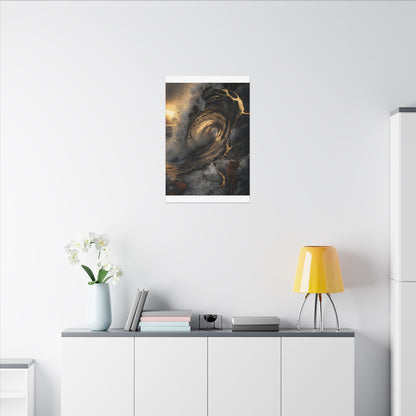 Kanso Ocean Wave Canvas Art - Kintsugi Gold Vein