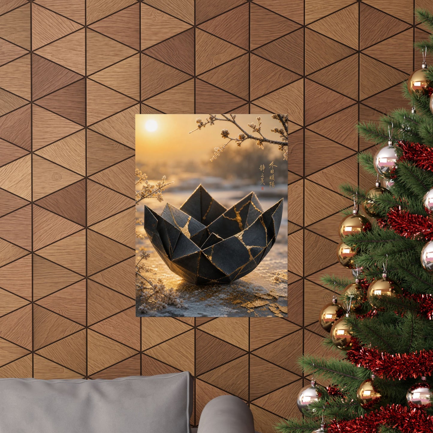 Paper Fold Gold Repair Wall Art Print | Resilient Kintsugi Art