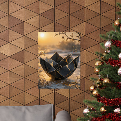 Paper Fold Gold Repair Wall Art Print | Resilient Kintsugi Art