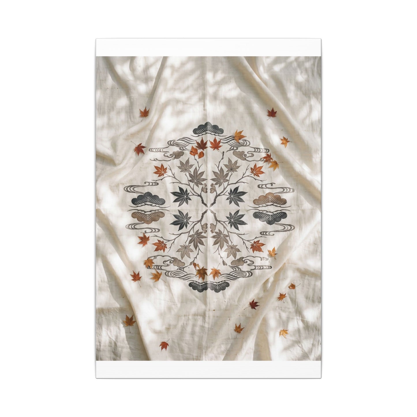 Elegant Silk Drape Canvas Art - Japanese Pattern Japandi