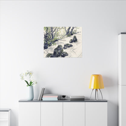 Dappled Rock Garden Canvas Art - Zen Mono No Aware