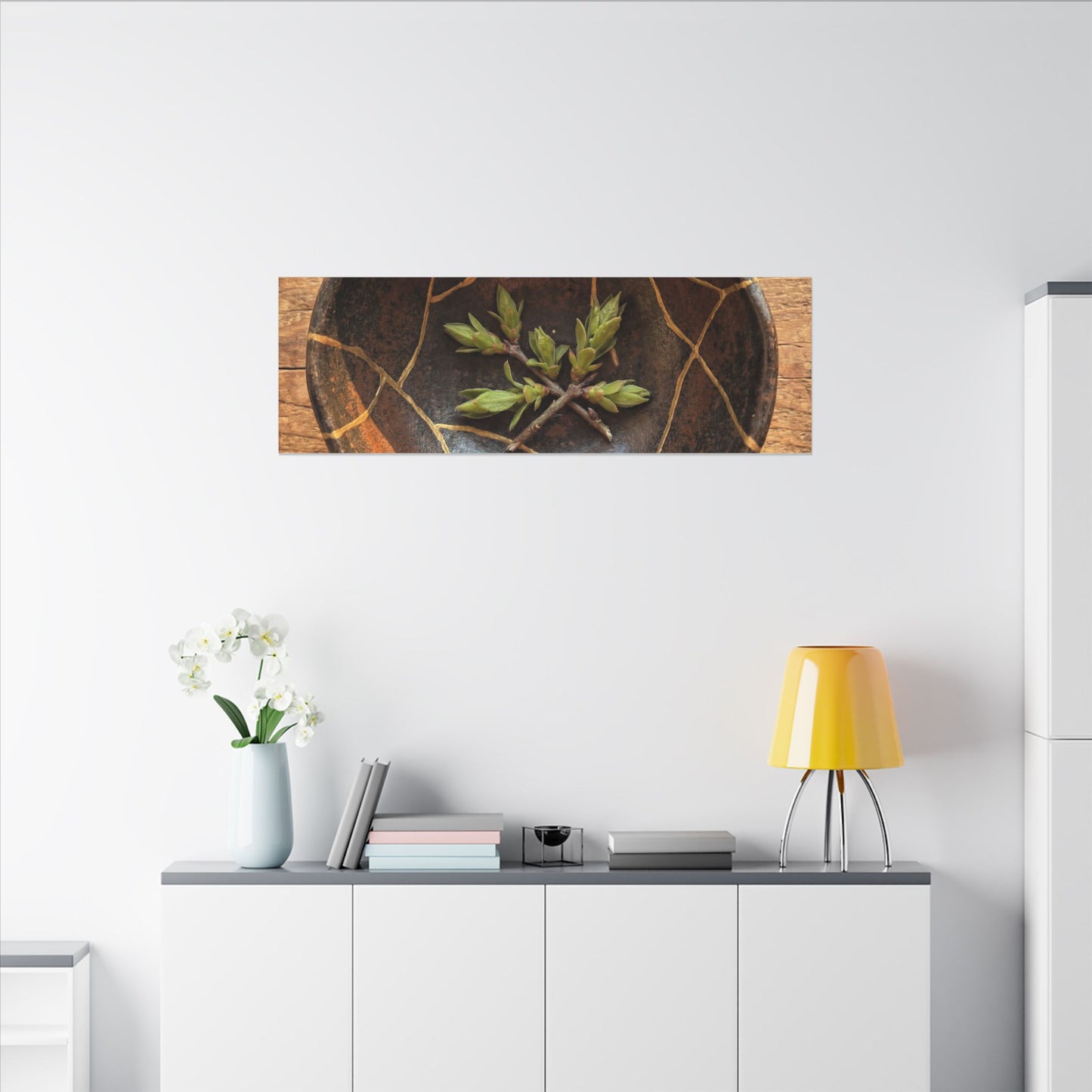Ceramic Bowl Gold Repair Canvas Art | Resilient Kintsugi Art
