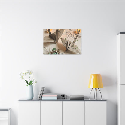 Paper Fold Spring Canvas Art | Japandi Earthy Design