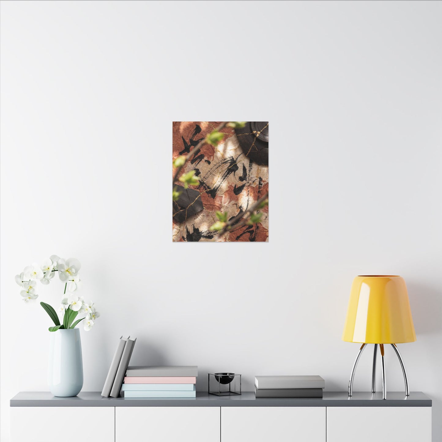 Datsuzoku Ink Brushstroke Canvas Art - Kintsugi Gold Repair