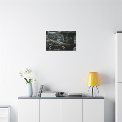 Stone Lantern Canvas Art | Winter Kintsugi Gold Repair Art