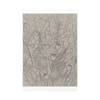 Summer Dried Flowers Minimal Line Canvas Art | Elegant Decor