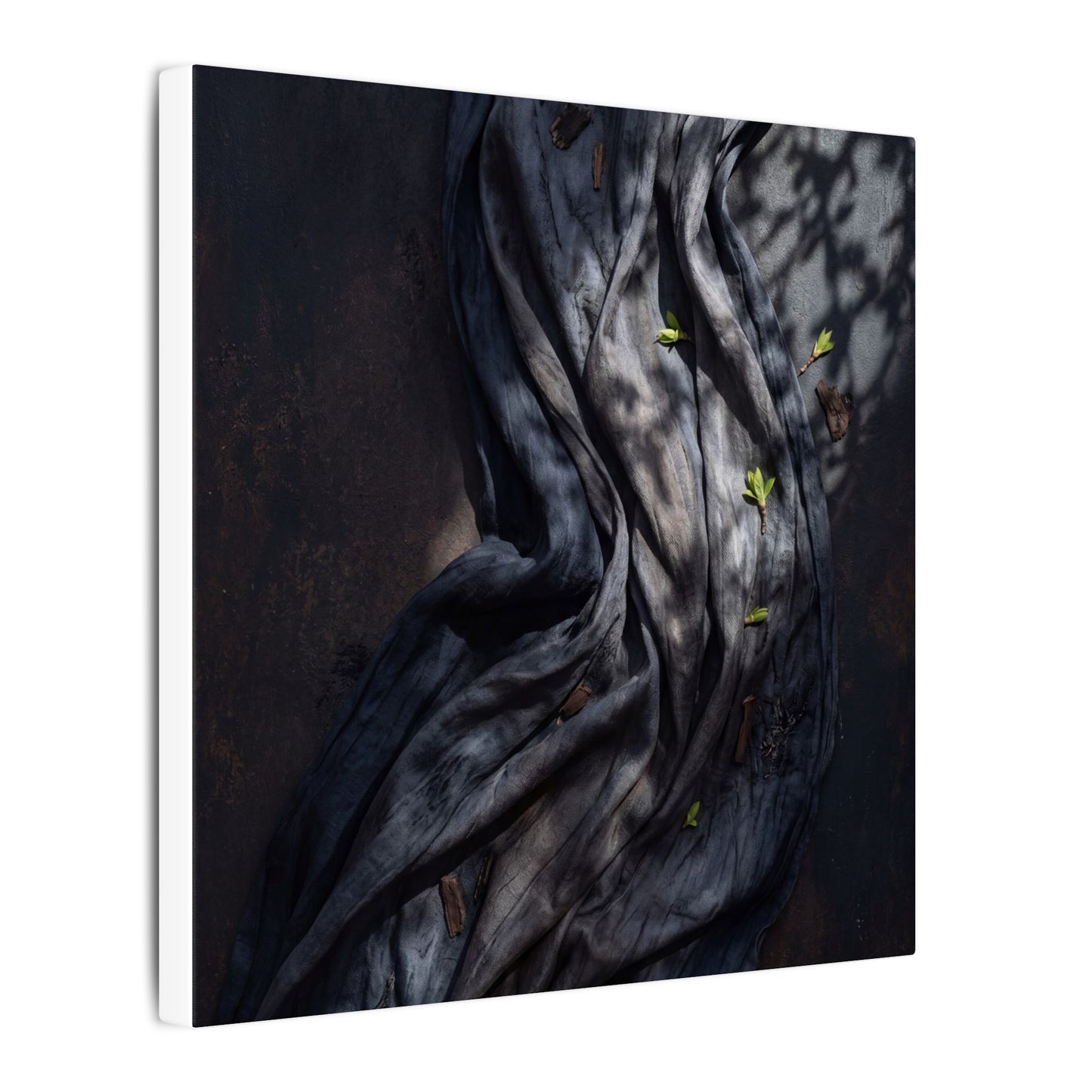 Seijaku Silk Drape Canvas Art - Dark Japandi Dark Texture