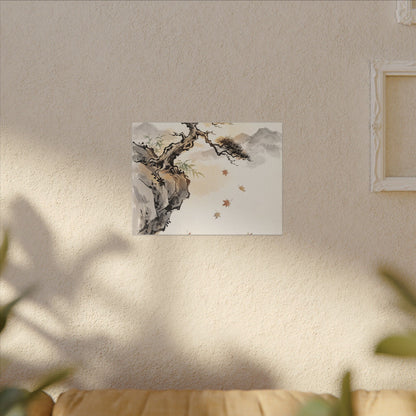 Peaceful Pine Tree Canvas Art - Sumi E Zen