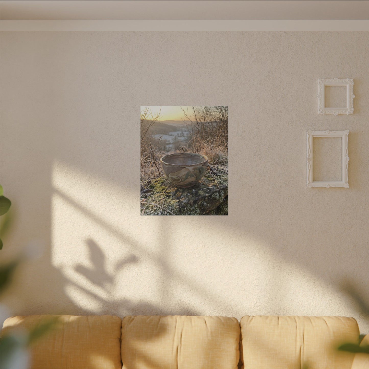 Golden Hour Ceramic Bowl Canvas Art - Japandi Shibui