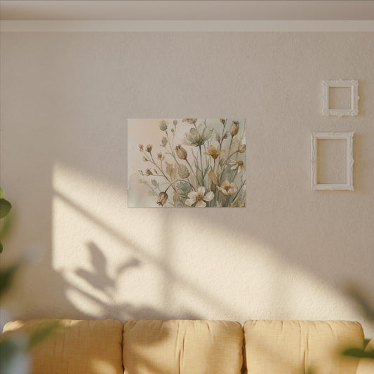 Summer Dried Flowers Watercolor Canvas Art | Elegant Decor Art Print