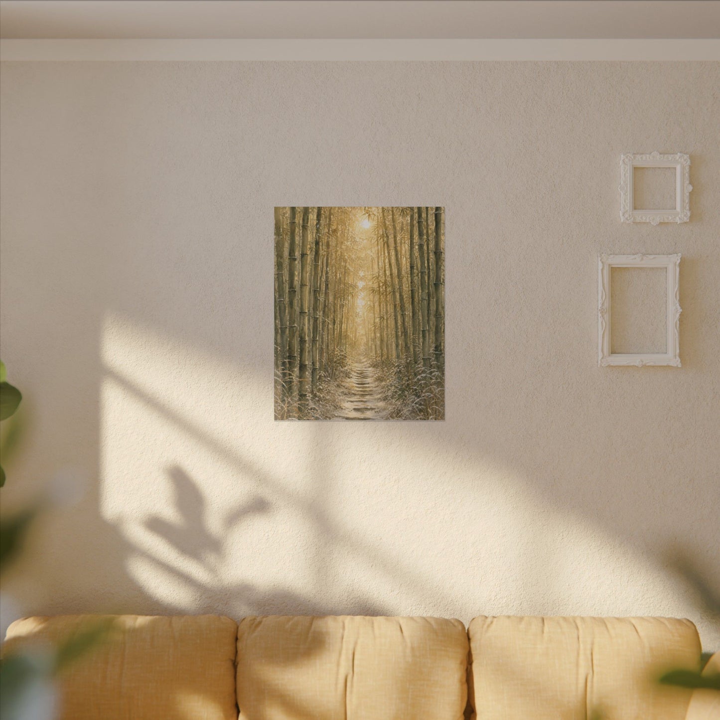 Bamboo Grove Winter Canvas Art | Japandi Elegant Design