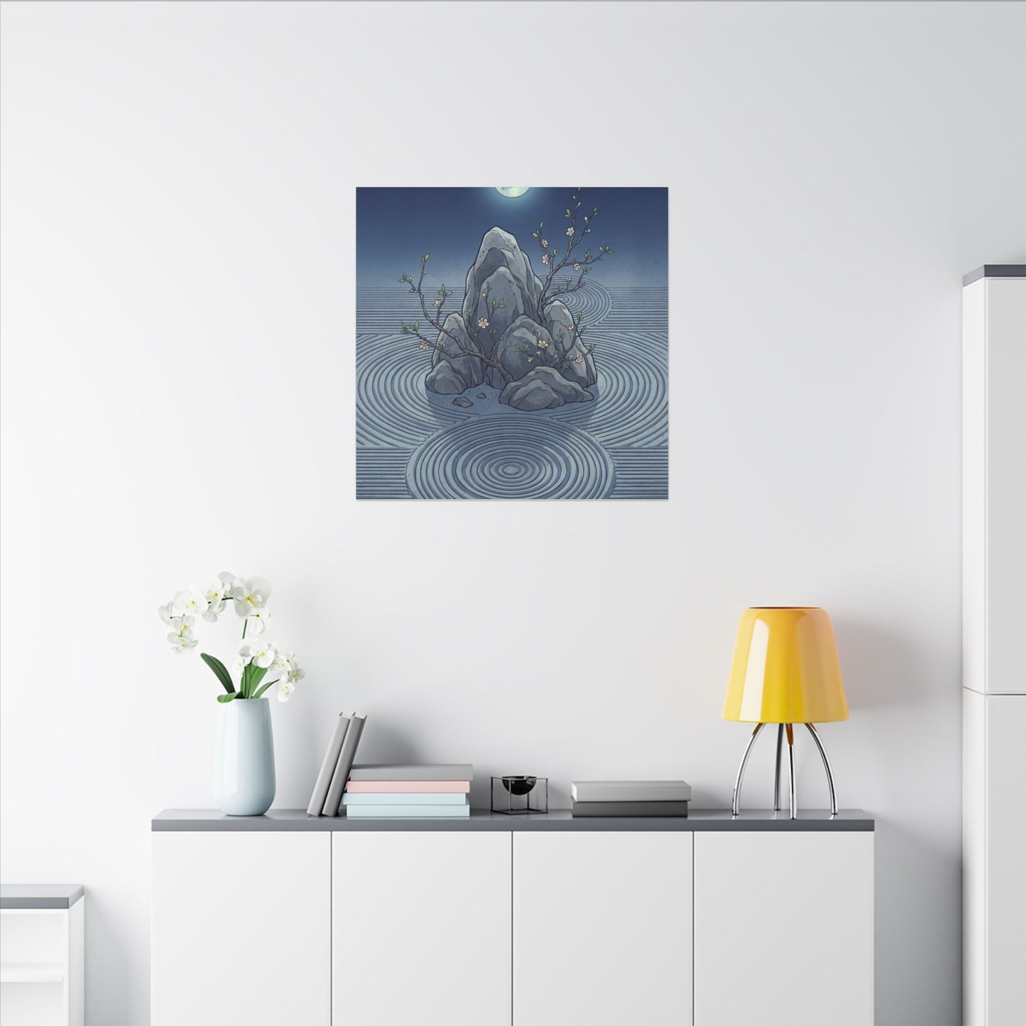 Spring Rock Garden Ukiyo E Inspired Canvas Art | Tranquil Decor