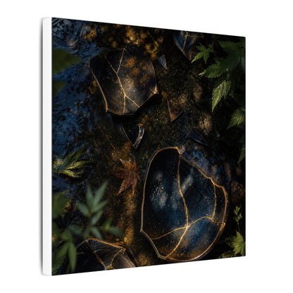 Dark Japandi Broken Pottery in Dappled | Shadow Zen Canvas Art