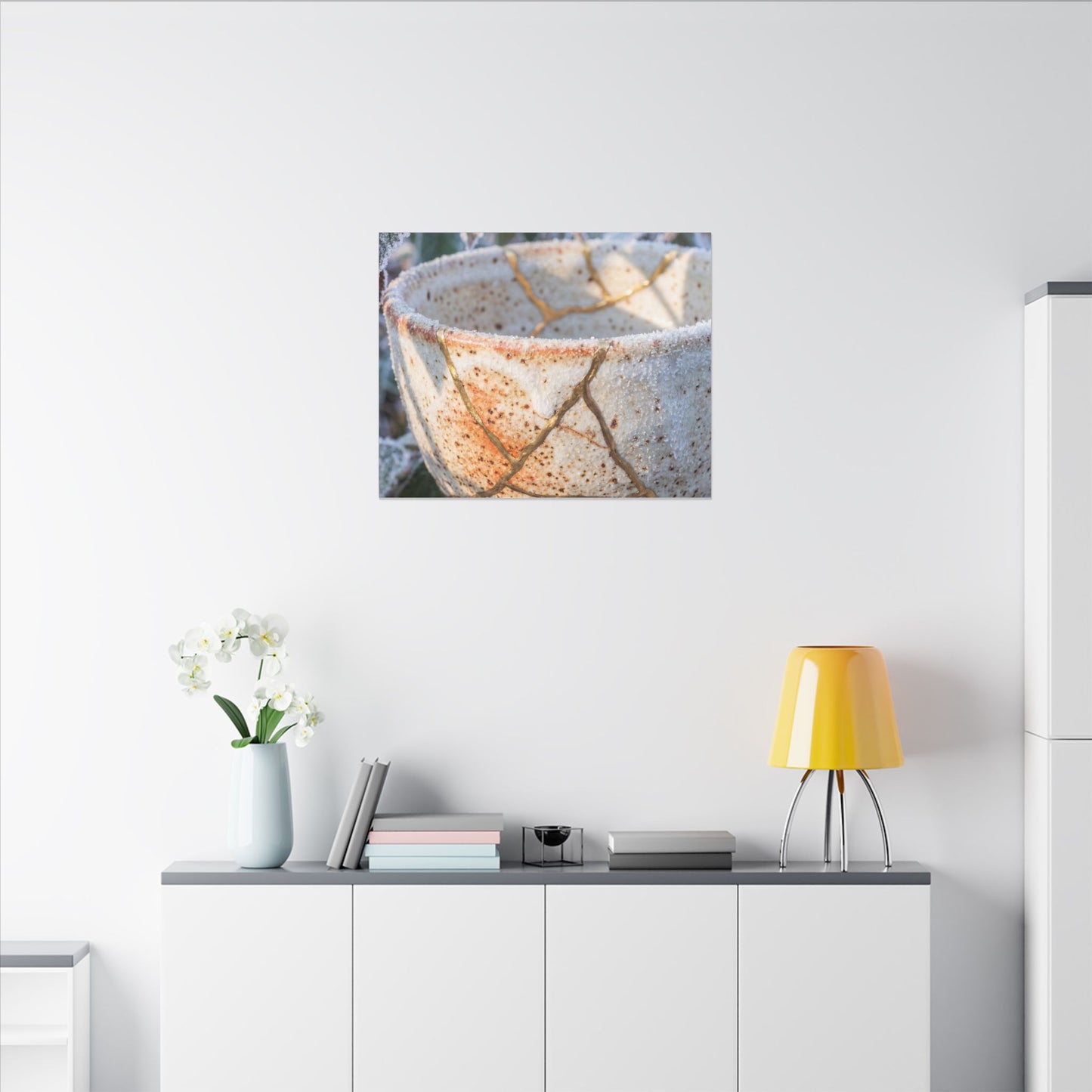Resilient Ceramic Bowl Canvas Art - Gold Vein Kintsugi