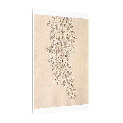 Japandi Wisteria in Golden Hour | Minimal Line Canvas Art
