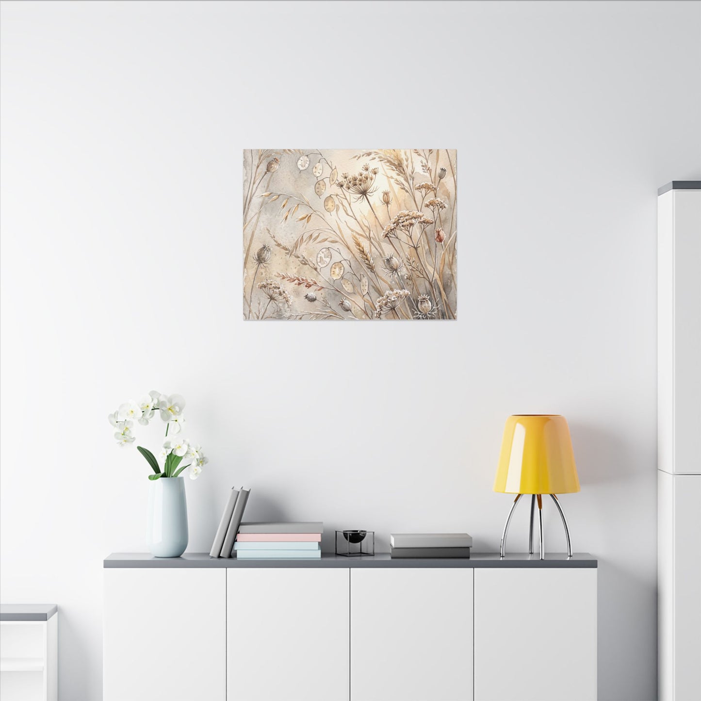 Winter Dried Flowers Watercolor Canvas Art | Warm Decor