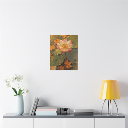 Autumn Lotus Flower Herbarium Canvas Art | Rustic Decor