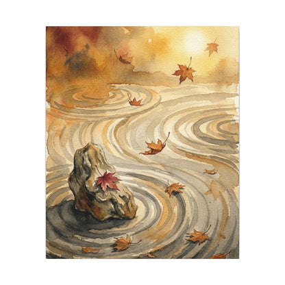 Autumn Rock Garden Watercolor Canvas Art | Neutral Decor