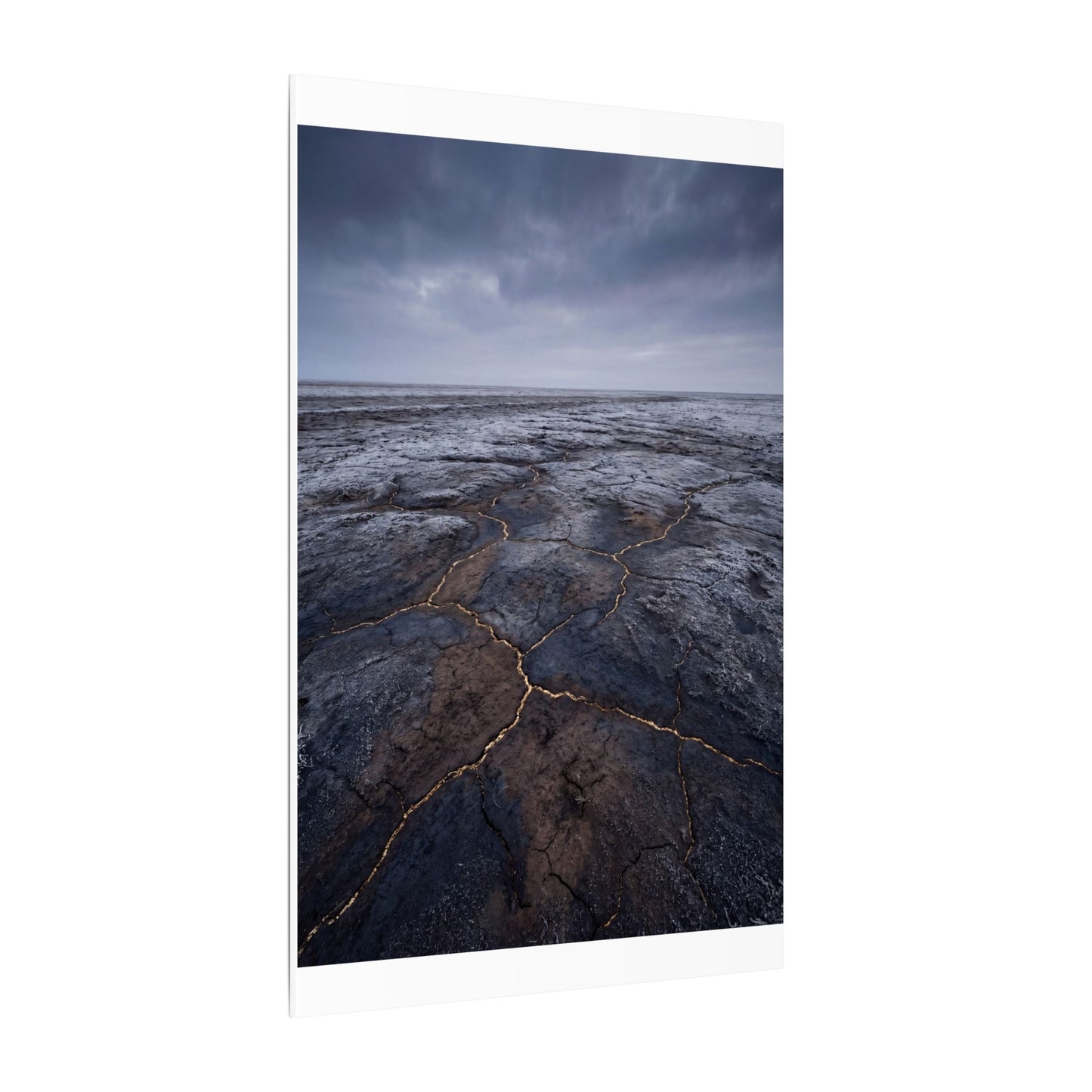 Dark Japandi Cracked Earth in Overcast | Dark Texture Canvas Art