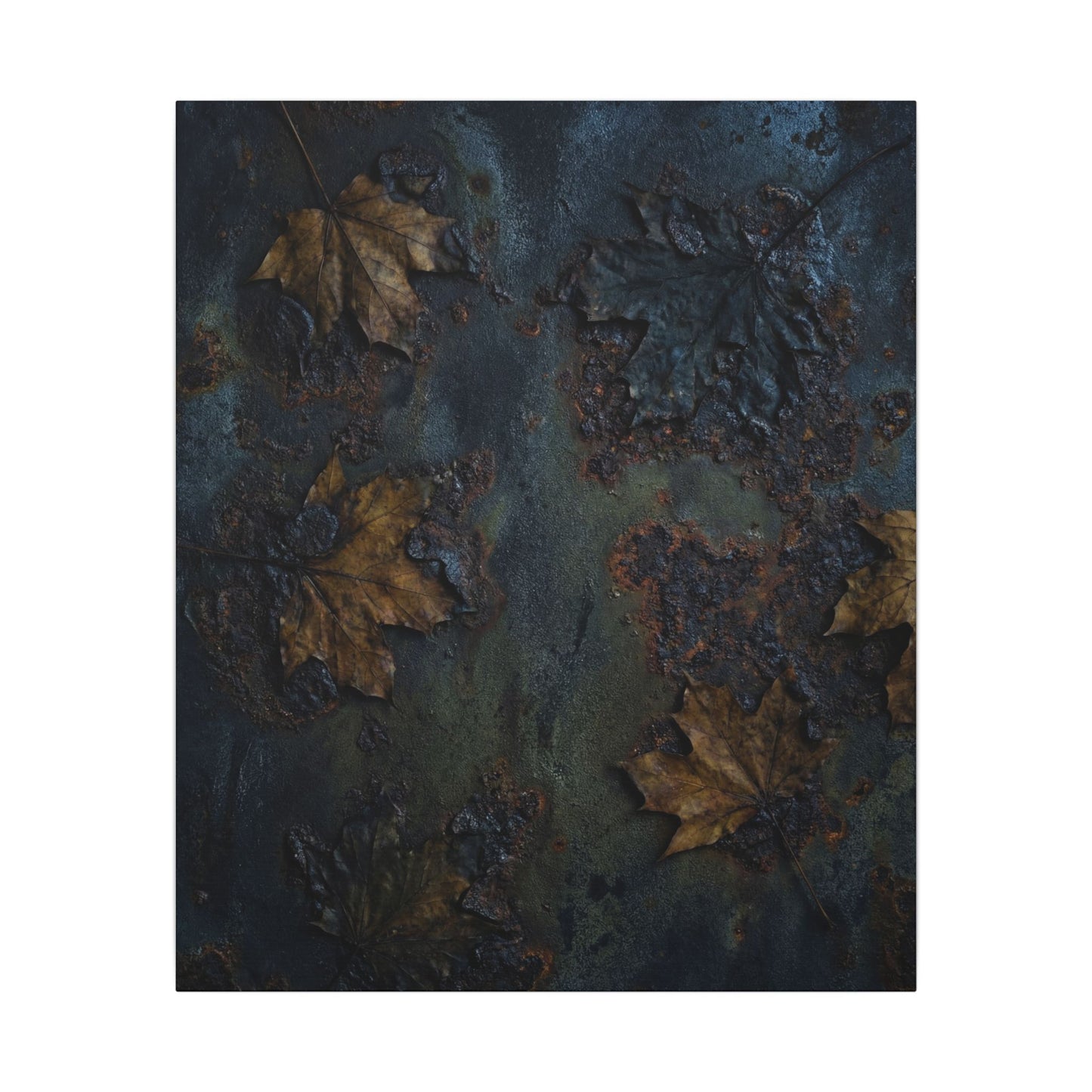 Shibui Rust Patina Canvas Art - Dark Japandi Charcoal Ink
