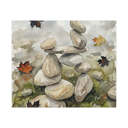 Overcast River Stones Canvas Art - Japandi Fukinsei