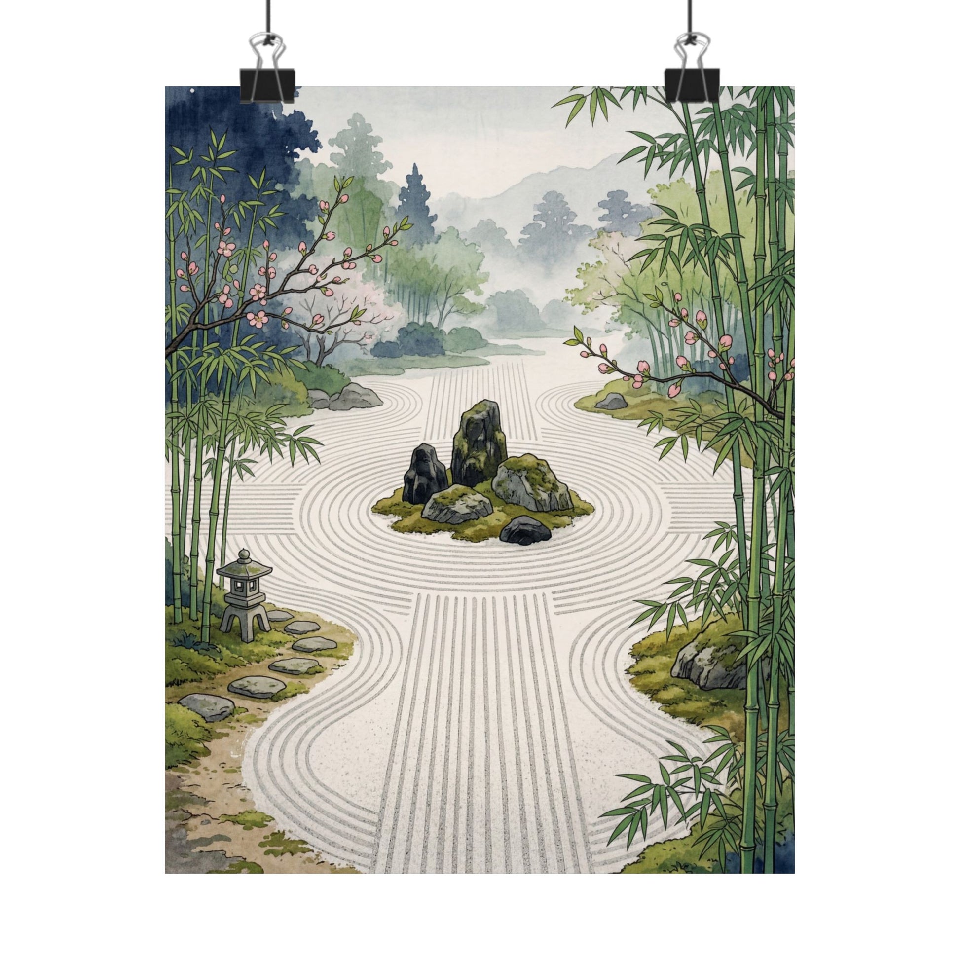 Rock Garden Spring Wall Art Print | Zen Calm Design Art Print