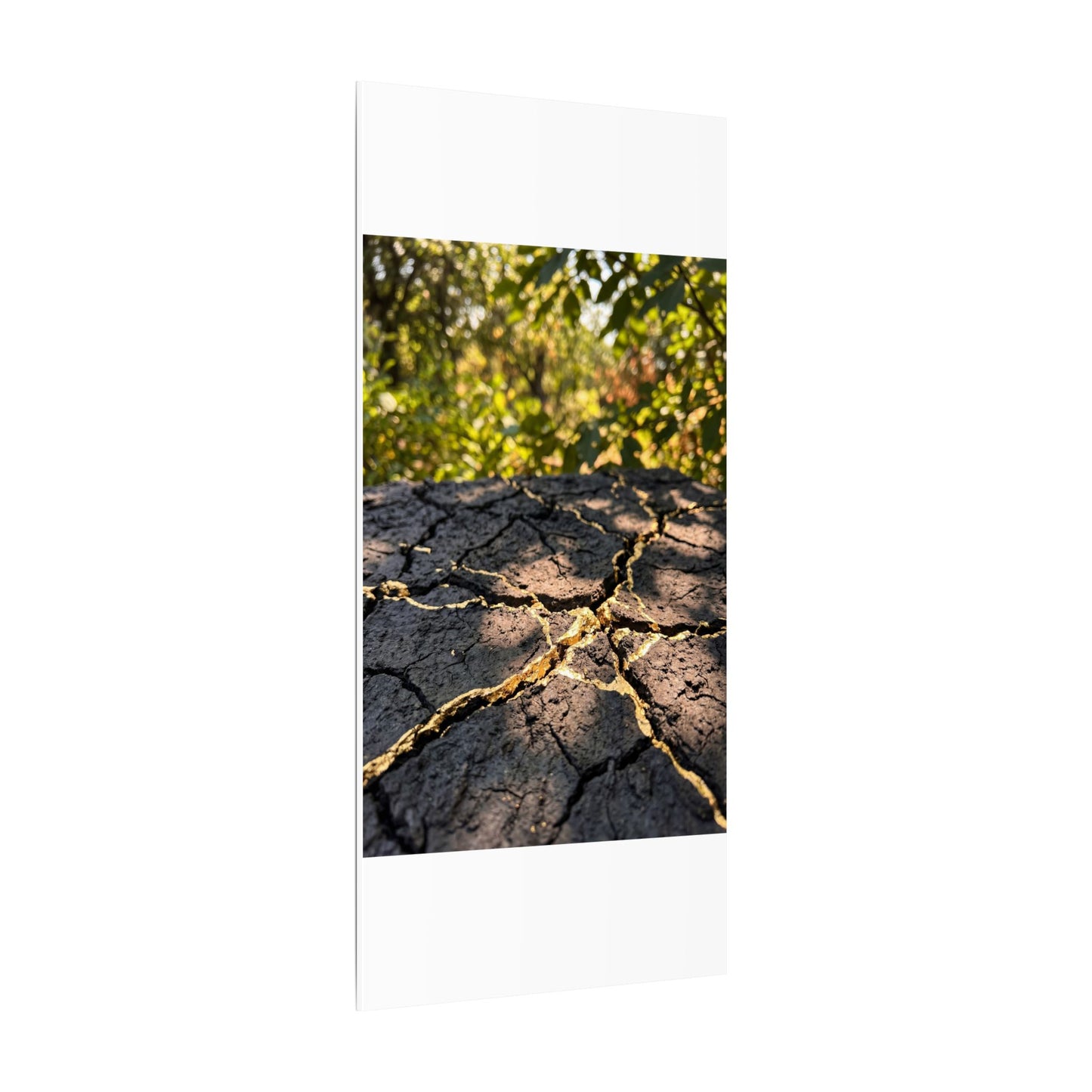 Shibui Cracked Earth Canvas Art - Kintsugi Gold Repair