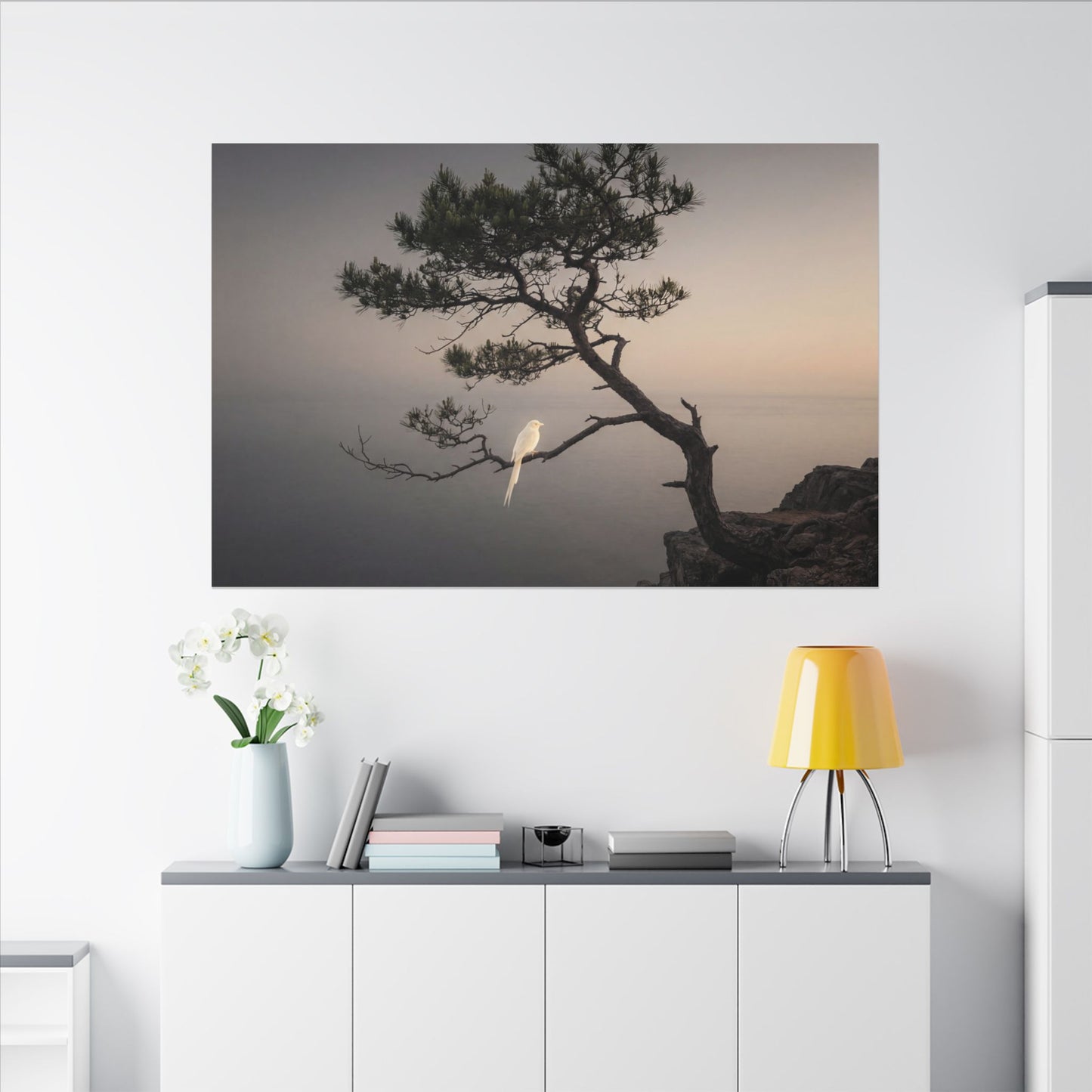 Dawn Pine Tree Canvas Art - Dark Japandi Datsuzoku