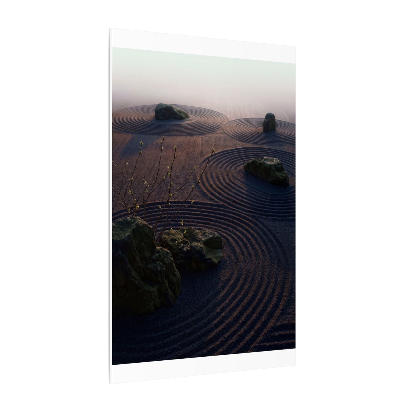 Spring Rock Garden Shadow Zen Canvas Art | Luxurious Decor