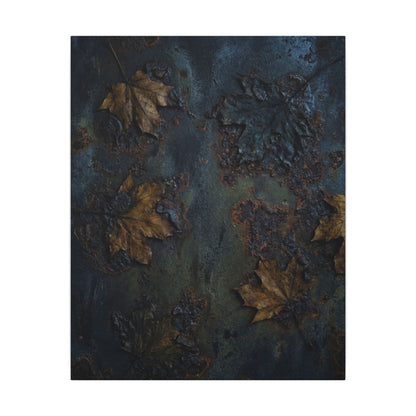 Shibui Rust Patina Canvas Art - Dark Japandi Charcoal Ink
