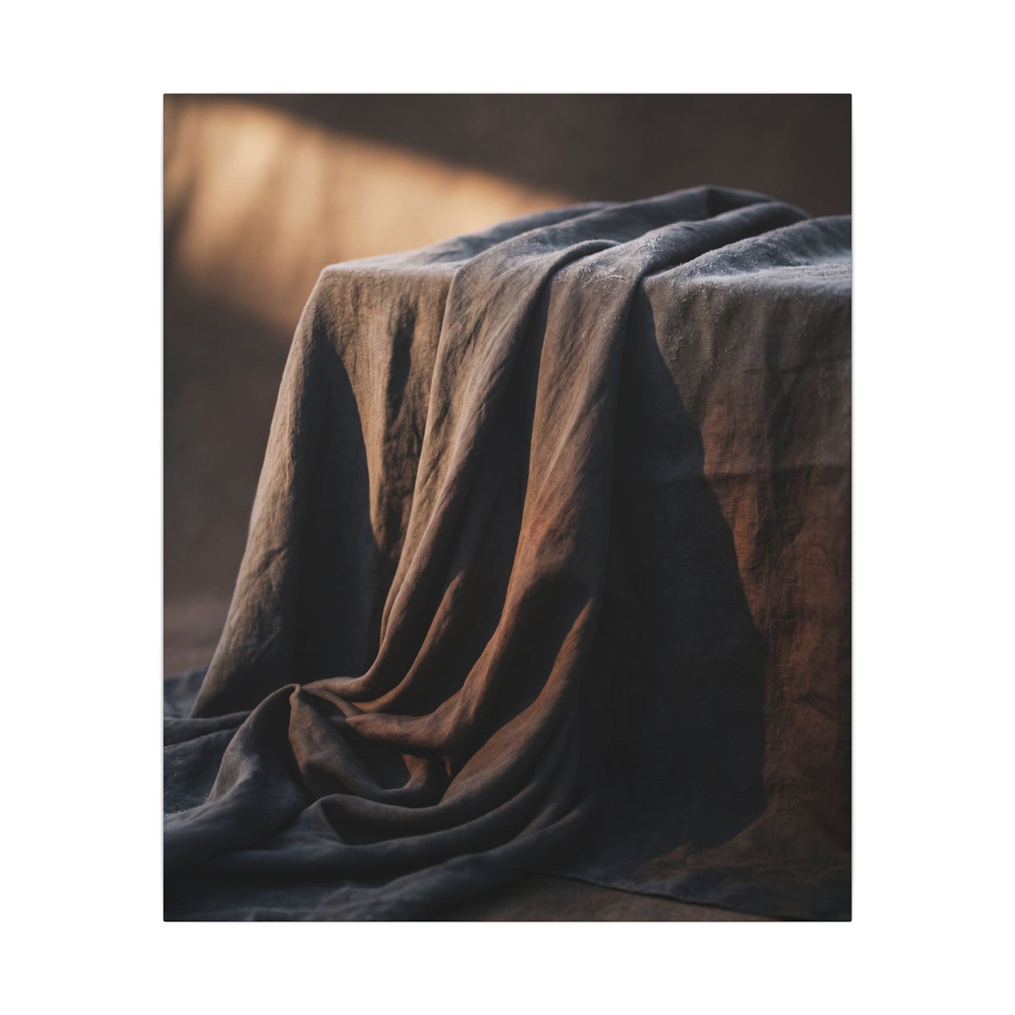 Silk Drape Canvas Art | Winter Dark Japandi Shadow Zen Art
