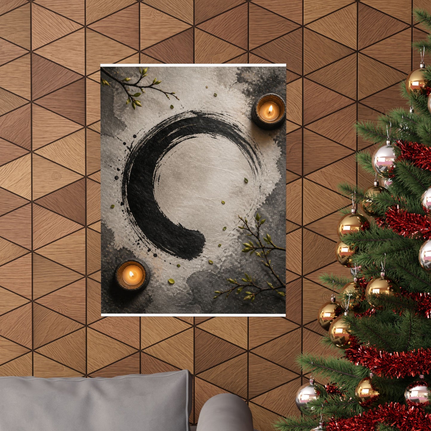Peaceful Ink Brushstroke Wall Art Print - Enso Zen