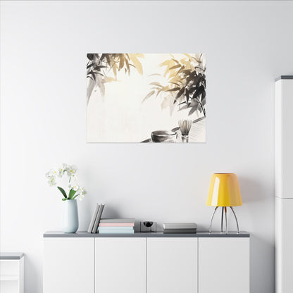 Tea Ceremony Sumi E Canvas Art | Serene Zen Art
