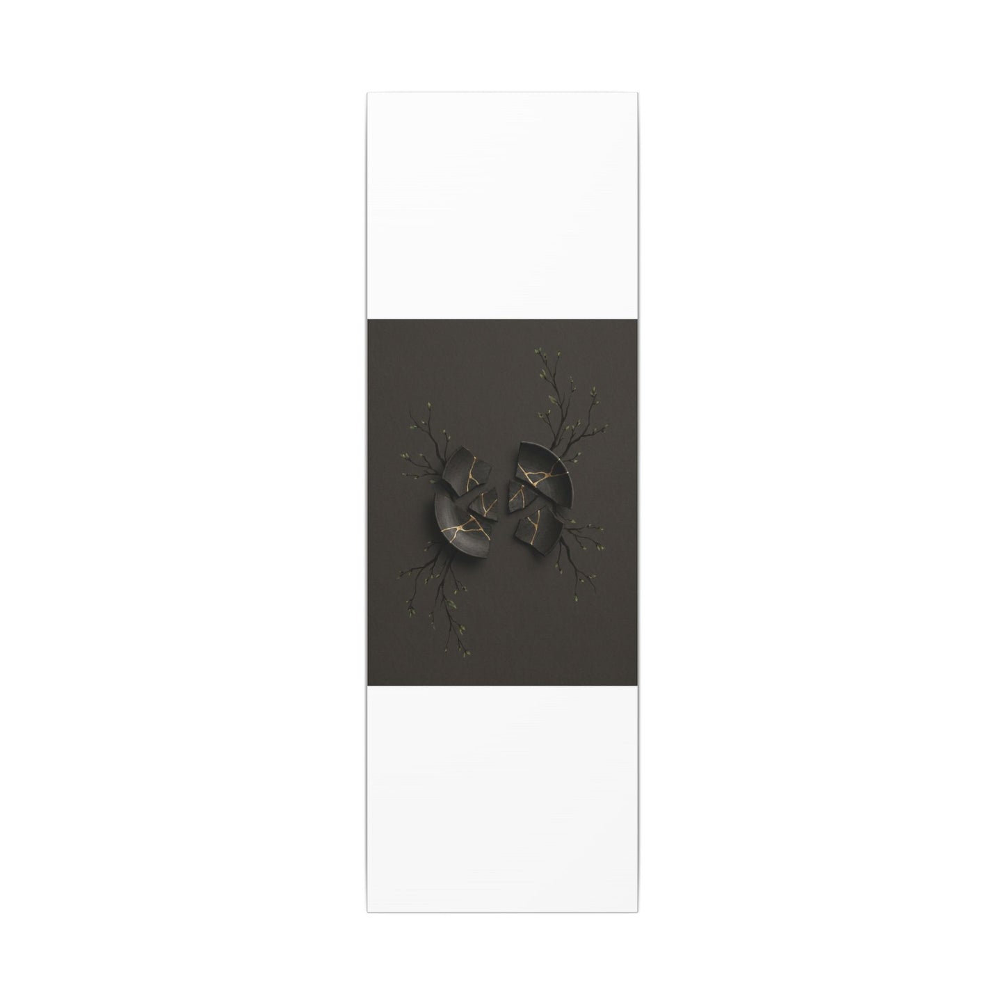 Sophisticated Broken Pottery Canvas Art - Charcoal Ink Dark Japandi